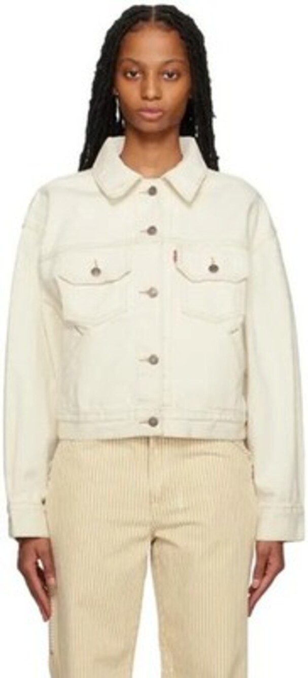 Levi's Original Utility Denim Trucker Jacket Women's XL White Button Closure
